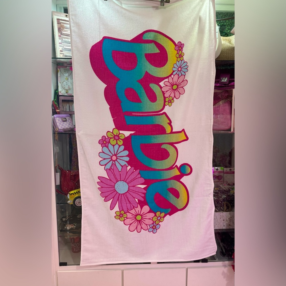 Barbie Pink and Multicolor Bath Towel